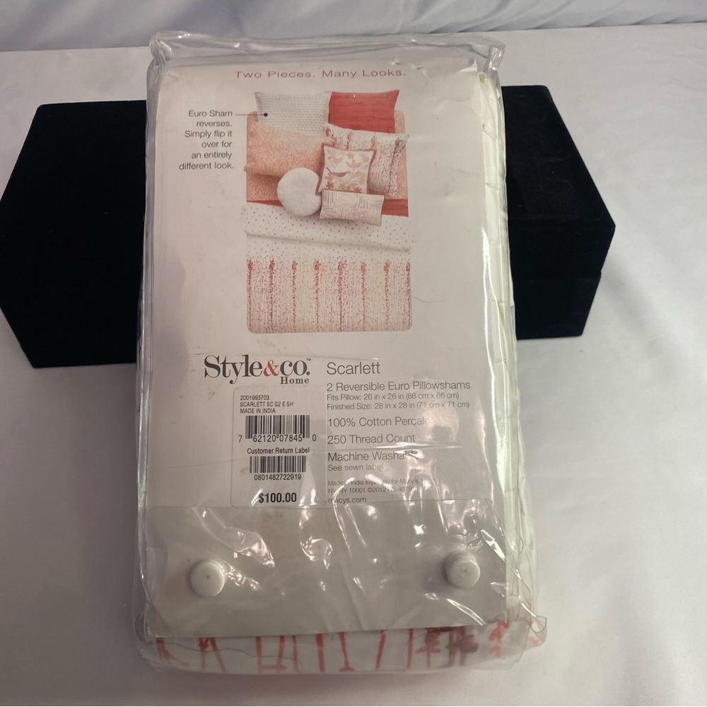 NWT Style& Co. Home two reversible euro pillow shams. Multicolor. - Picture 4 of 7